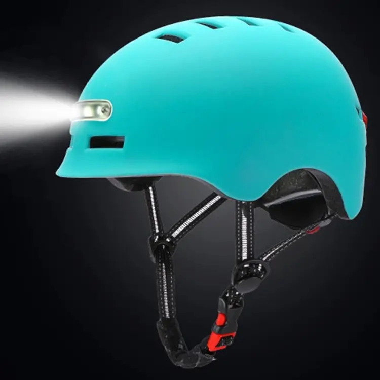 Cascos inteligentes LED para PC + EPS, 12 orificios, casco de bicicleta para scooter con luz de advertencia