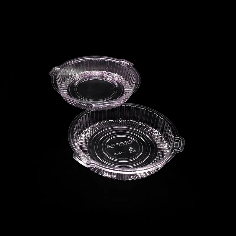 Bagasse 일회용 ops 플라스틱 원형 식품 용기 독특한 8 인치 컵 케이크 상자 조개 껍질 c35