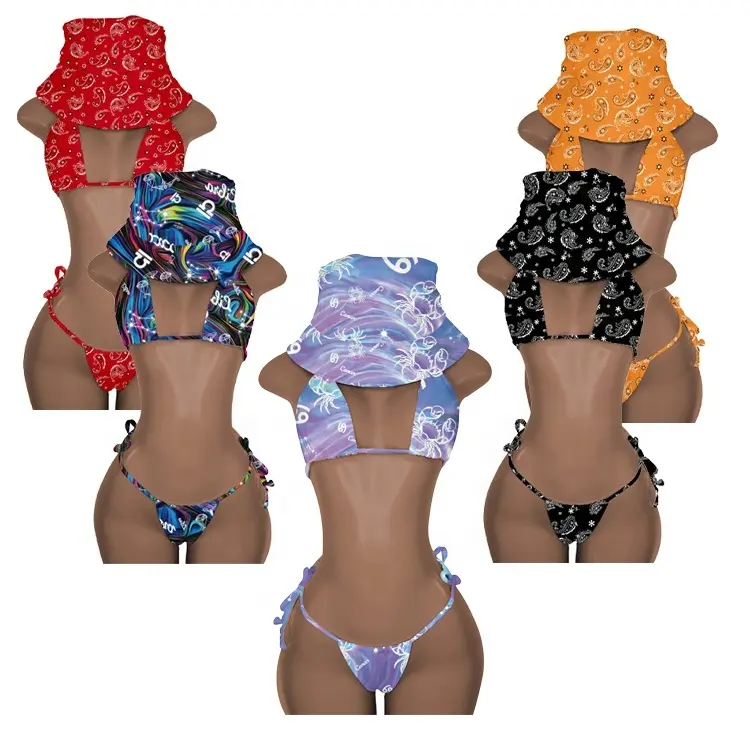 Custom Bikini Brief Sets,2021 Latest Custom Bikini Twelve 12 Constellations Zodiac Patterns Aries Taurus Gemini Bikinis Woman Sw