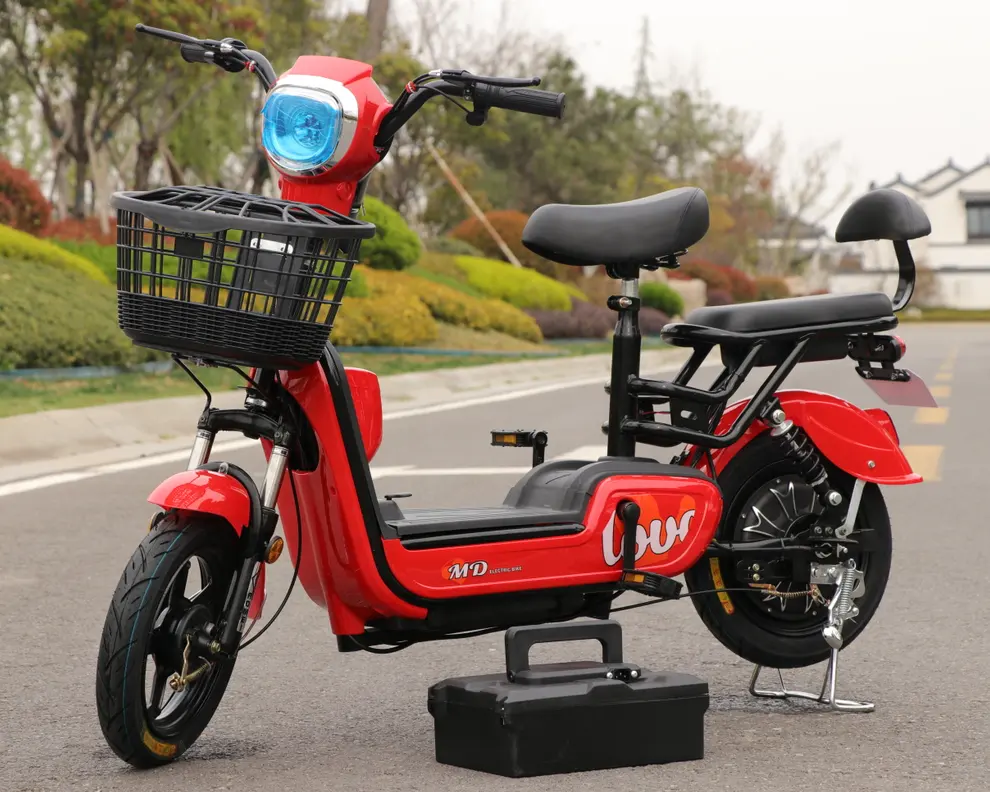 Взрослый Электрический мотоцикл с двумя педалями, 350 Вт, со свинцово-кислотной батареей, электрический мопед, скутер