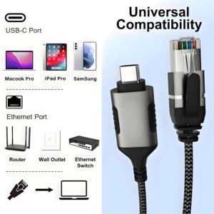カスタムロゴ超スリムUSB CからRj45イーサネットアダプターケーブルCat6パッチコードネットワーク1000MbpsラップトップルータースイッチRj45