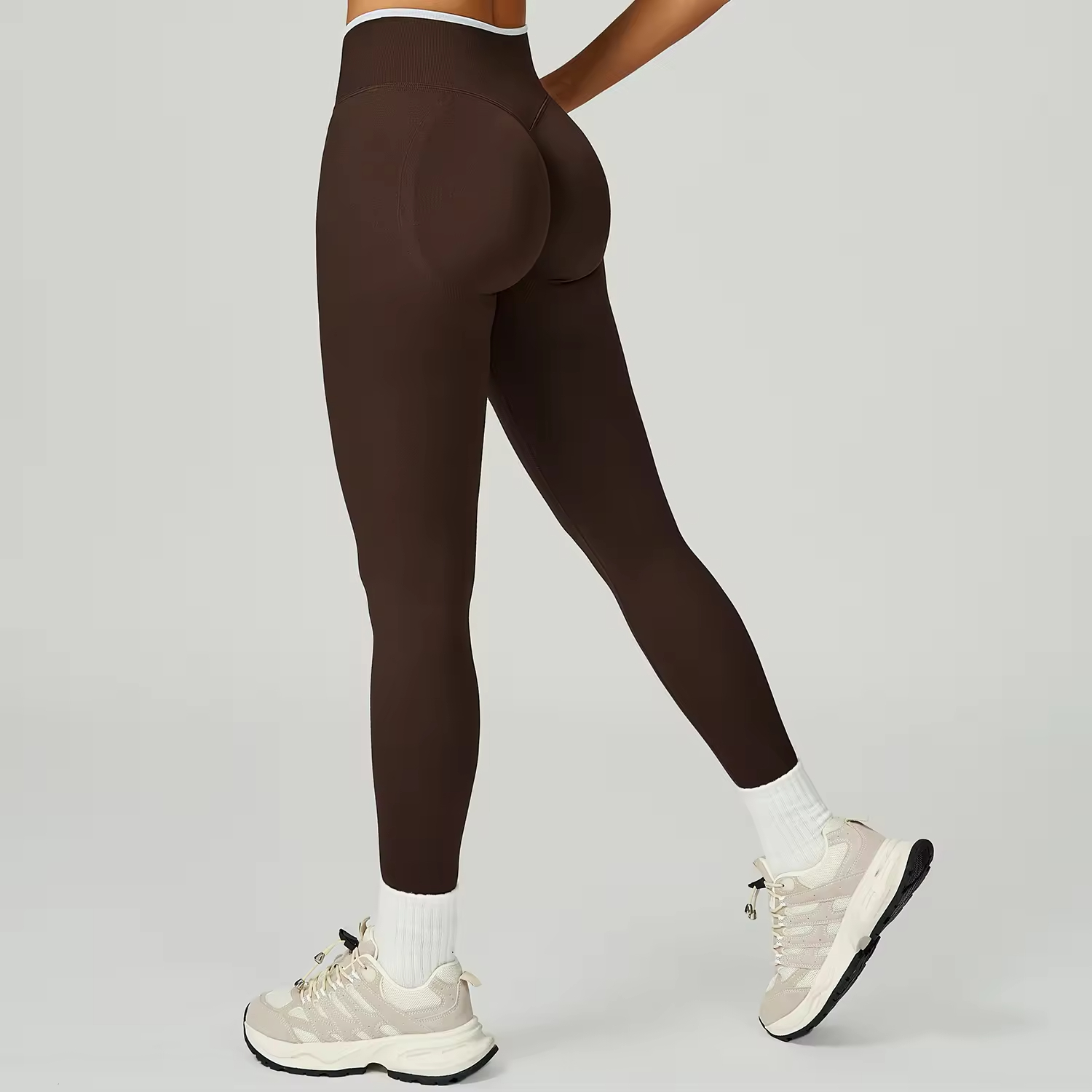Leggings - Coffee +White