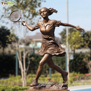 YOUFINE Personnalisé Taille Réelle Grande Sculpture Moderne En Bronze Coulé Tennis Athlète Féminine Athlétique Sport <span class=keywords><strong>Statue</strong></span> En Laiton Figure Sculpture pour Lieu - Product Image 5