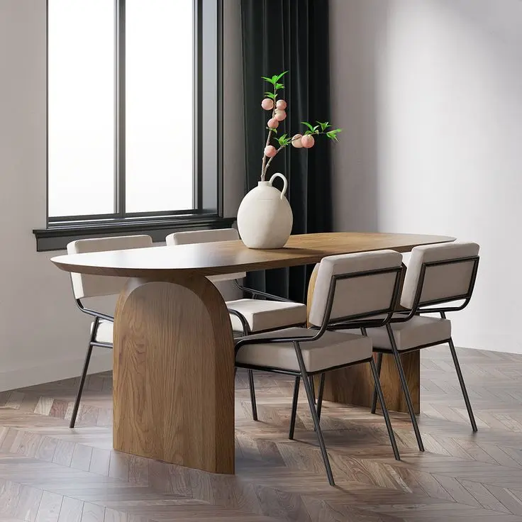 Роскошный натуральный применяемый Крытый семейный популярный современный дизайн Ресторан обеденный деревянный стол