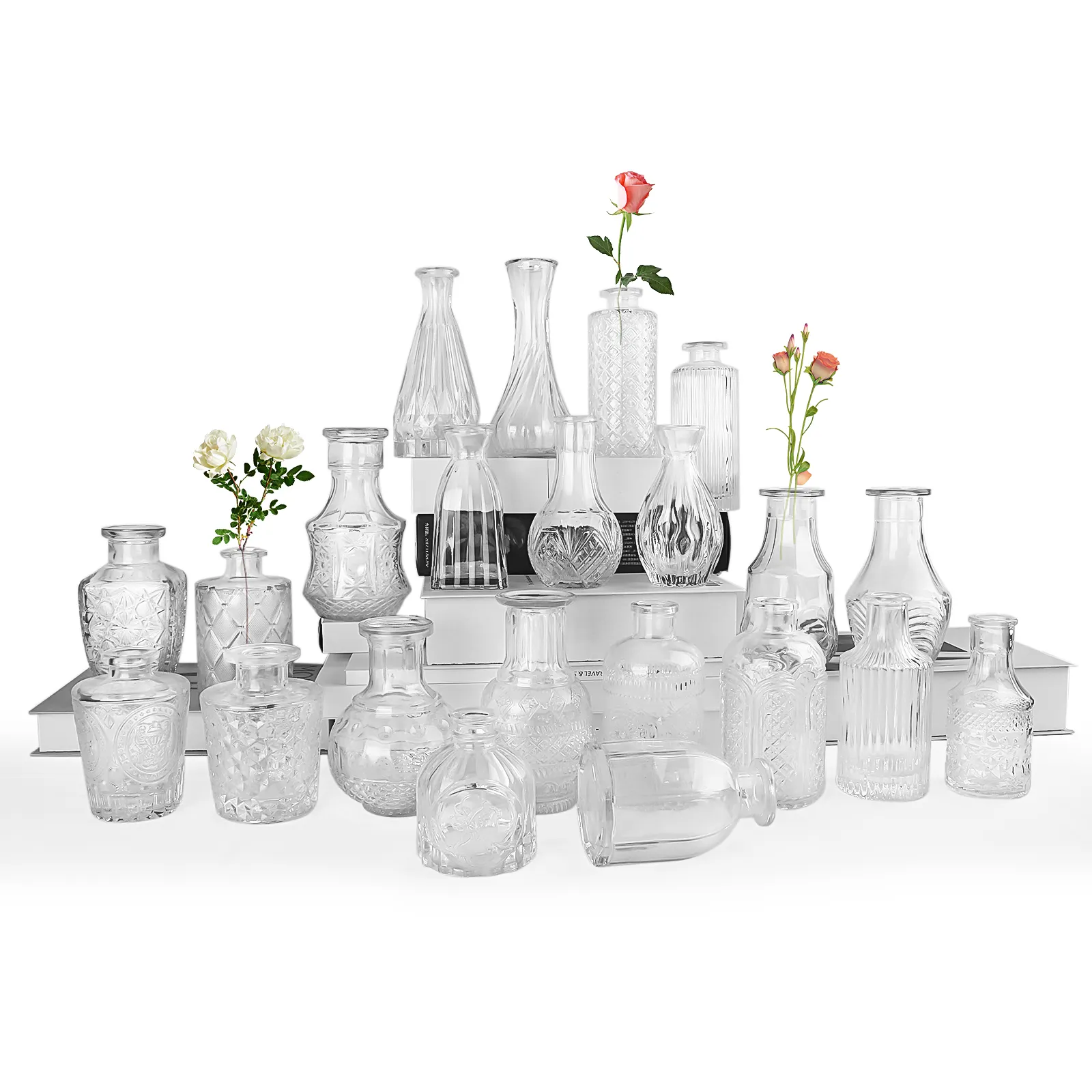 Vidro Bud Vaso para Flores Pequenas Flores Vasos Decorativos para Decoração Home