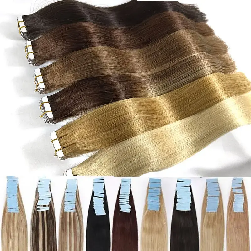 Wholesale High Grade Tape In Hair Extensions 100% Raw Mink Virgin Cambodian Human Hair Tape Ins Hair Extensions