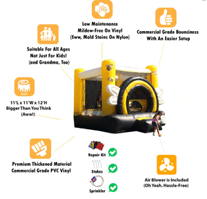 Ticari meşgul arı sarı şişme sıçrama ev hava atlama kaleler ve Mini fedai şişme Moonwalk - Product Image 3