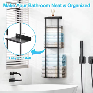 Vàng Phòng Tắm Khô Tắm Khăn Chủ Với Móc Hiện Đại Khăn Thanh Móc Áo Gấp Kệ Lưu Trữ Kệ Treo Tường Khăn Giá - Product Image 2