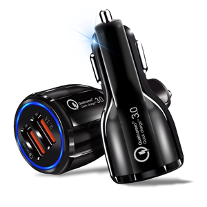 20W総出力カーチャージャー2 USBポートQC3.0クイックチャージ3.1A各12 V-24V多デバイス用ワイド電圧入力ABS材料 - Product Image 1