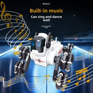 Sıcak RC Robot köpek 20mins çalma süresi yanar müzik 8 tekerlekler modeli RC dublör araba Robot köpek oyuncaklar uzaktan kumanda araba - Product Image 4