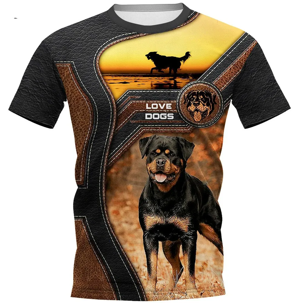 2024 personalizzato stampa 3D Pet Dog Design t-shirt a manica corta da uomo alla moda abbigliamento in materiale poliestere