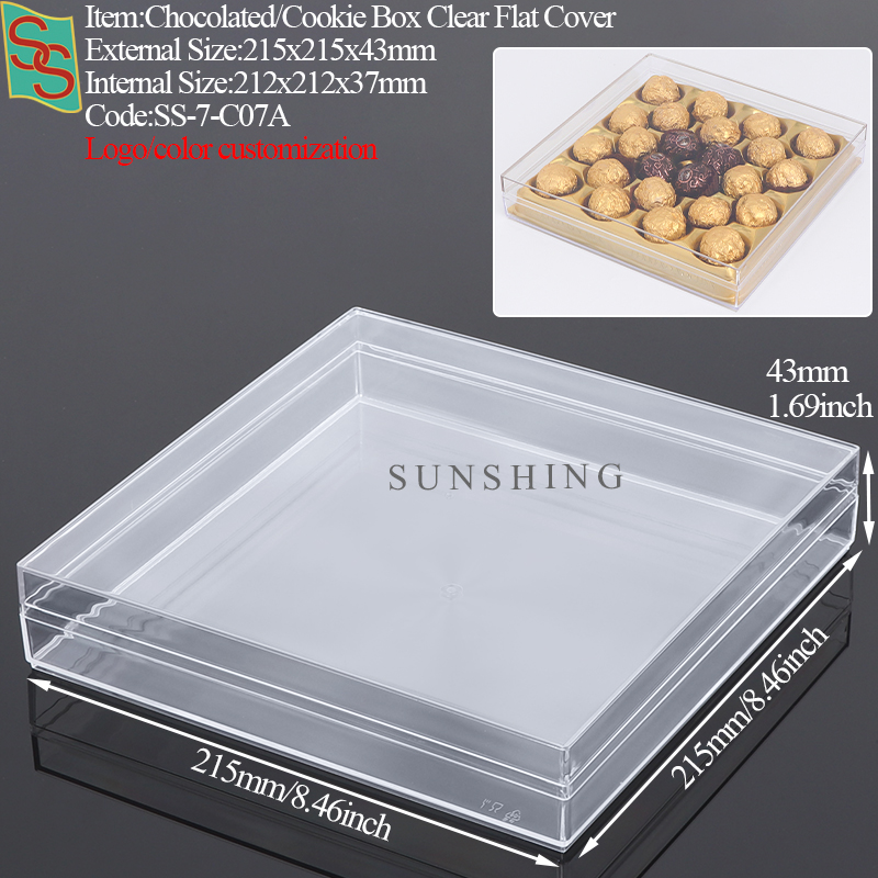 Boîte d'emballage alimentaire 21,5 cm, couvercle plat transparent C07A