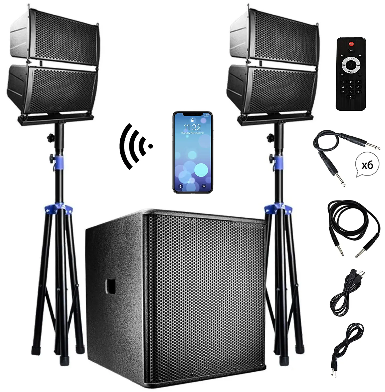 Audio profesional de alta potencia 5000W 18 "Subwoofer activo BT Karaoke establece sistema de altavoces PA con altavoz de línea de matriz de 6,5" Bocina