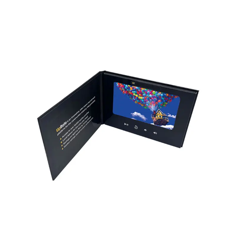 Pemasok Tiongkok kotak brosur kartu video kecil warna tanpa celah hardcover 7 inci dengan 3 video
