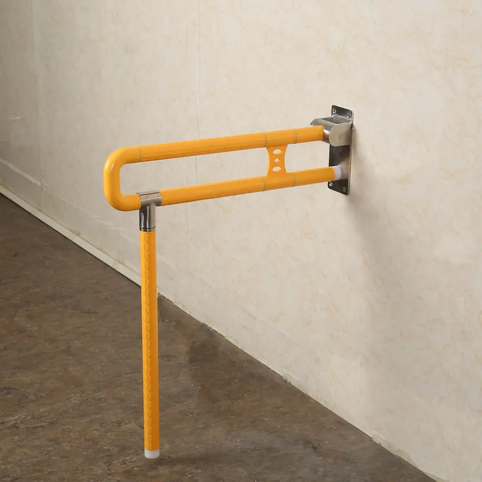 Pieghevole a parete montato bagno grab bar per disabili con gamba di supporto