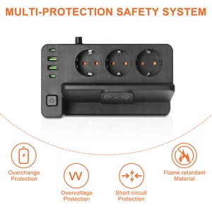 2025新设计欧洲标准扩展插座3组2 USB 2 C型带手机快速充电欧盟电源板 - Product Image 6