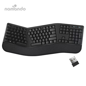 Ergonomic Wireless Split 105-<strong>Key</strong> <strong>Keyboard</strong> 2.4GHz Wireless 13 Multimedia Hotkeys <strong>Functions</strong> Auto Power Wrist Cushion Support - Product Image 1