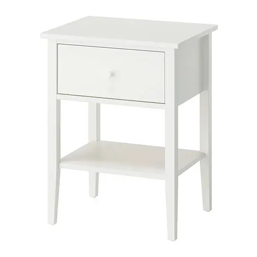 White Tapered Leg Minimalist Bedside Cabinet