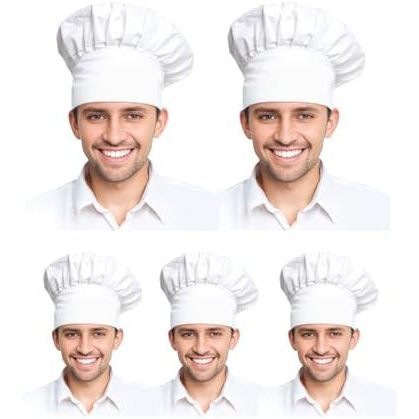 Lot de 5 toques de chef blanches pour adultes