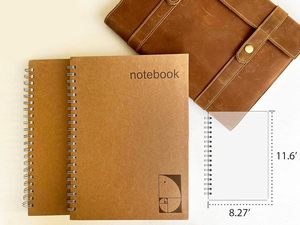 Le Vent, paquete de 2, papel de rejilla A4, cuaderno espiral grande, 8,5x11 pulgadas, 100gsm, gráfico cuadrado grueso, cuádruple, 200 páginas, cuero plano - Product Image 3
