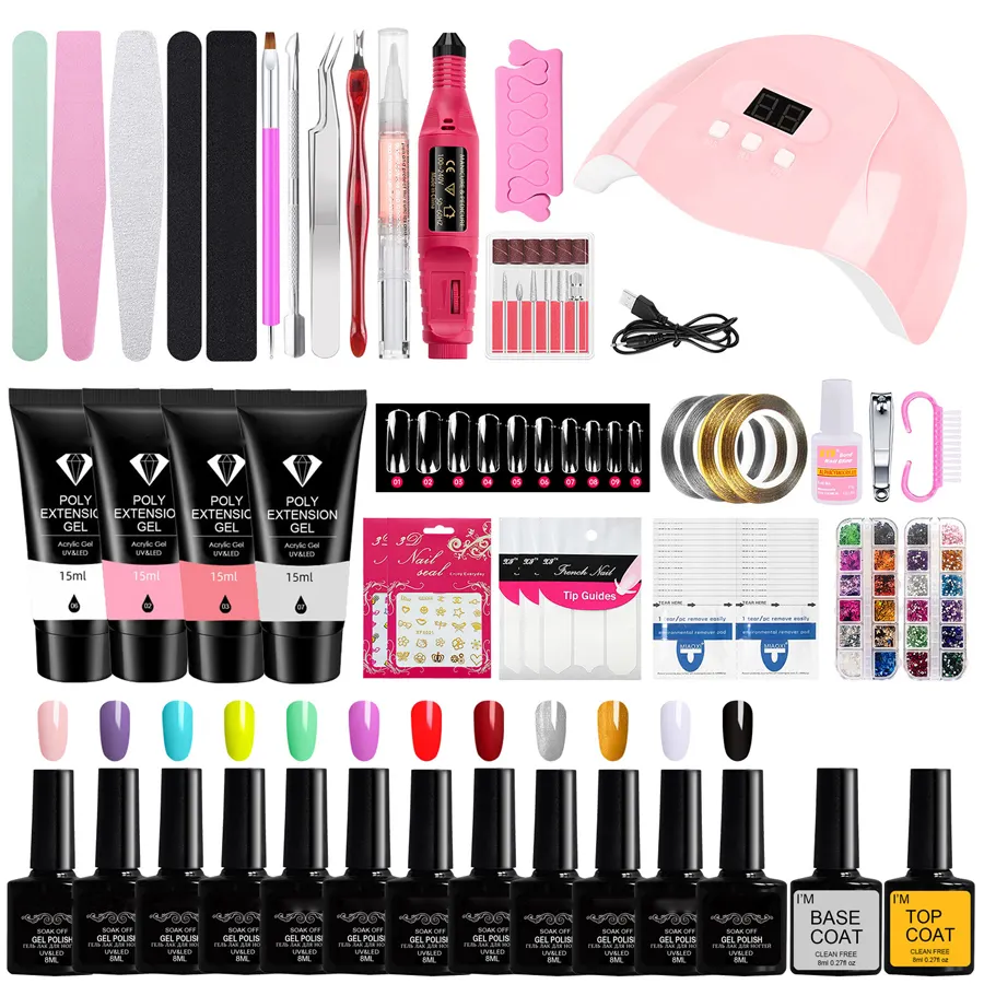 Kit de pintura de unhas com lâmpada UV para unhas, conjunto profissional de esmalte UV Gel para nail art, ml com lâmpada UV e broca