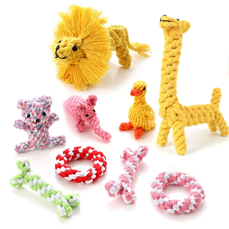 WJ64 Заводская изготовленная на заказ хлопковая Веревка плетеная игрушка для собак для чистки зубов домашних животных игрушка для жевания собак дизайн животных прочные игрушки для домашних животных