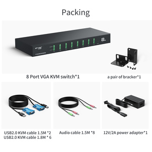 8 Port Smart Hotkey USB VGA <strong>KVM</strong> <strong>Switch</strong> with Audio, MT-VIKI Rackmount Video <strong>KVM</strong> Switcher VGA 8 in <strong>1</strong> Out