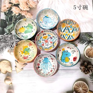 Japanese <strong>Ceramic</strong> Hand Painted Underglaze Color Rice Bowl Plate Gift Box Tableware Set Bohemian Style Gift Set - Product Image 2