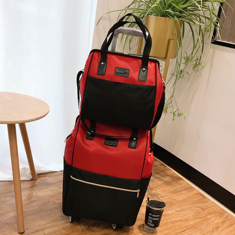 Juego de ruedas giratorias rojas (se puede llevar en ambos hombros)