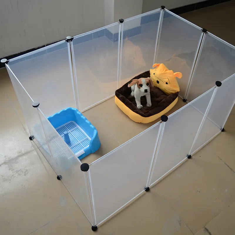 Pagar hewan peliharaan gerbang dapat disesuaikan Playpen anak anjing dengan pintu luar ruangan dan dalam ruangan anjing Solid berkelanjutan kandang anjing ukuran disesuaikan