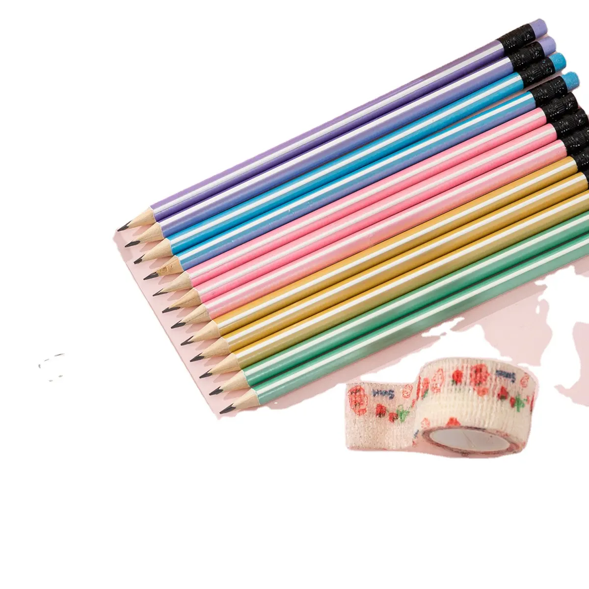 ألوان متعددة من كيس لوشعار حسب الطلب HB 2B أقلام رصاص خشبية سوداء اللون مع ادوات مدرسية للأطفال