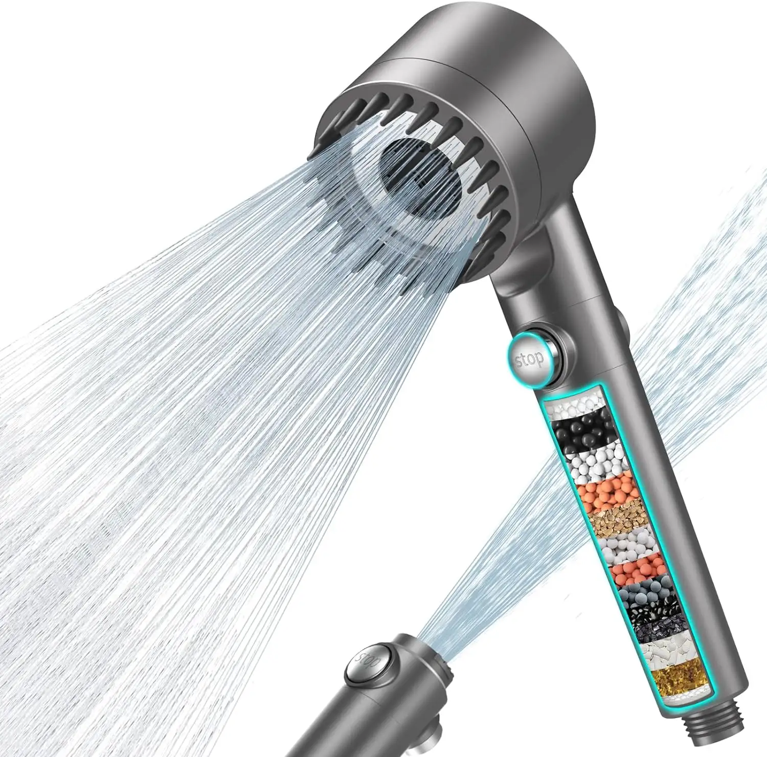 High pressure 3 mode Adjustable Spray Shower Head with Massage Brush Filter Rain Shower Faucet Bathroom Accessories