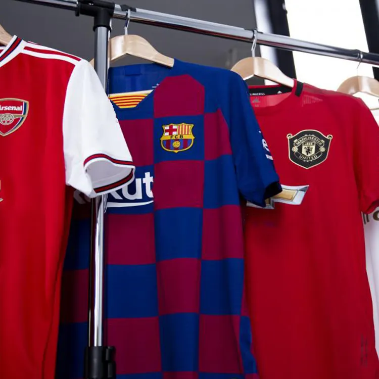 Camisa de futebol personalizada, vendas diretas de fábrica, logotipo personalizado, completa, camisa de futebol
