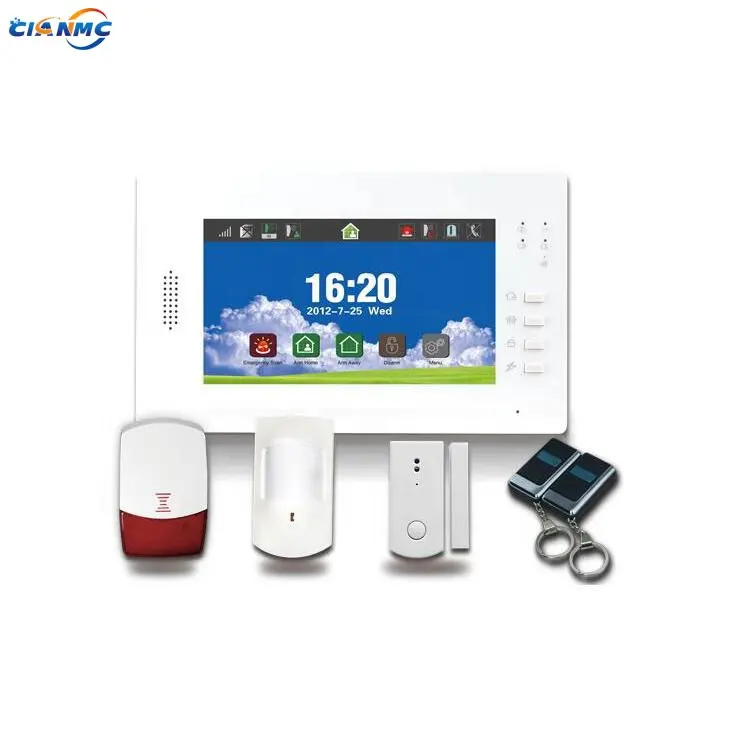 Sistema de alarma inalámbrico para el hogar, pantalla táctil a todo Color de 7 pulgadas, GSM y PSTN