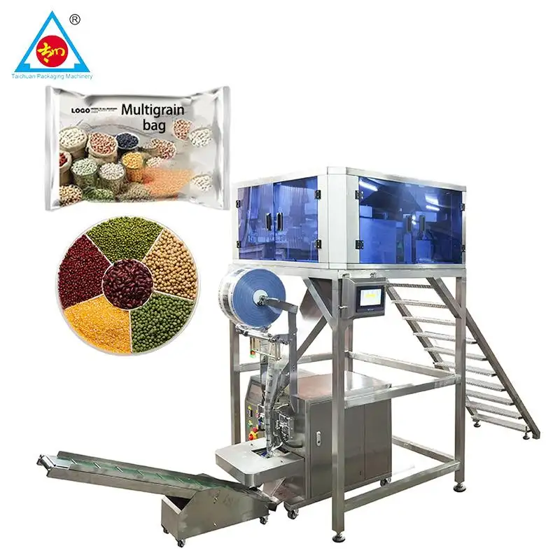 High Accuracy Automatic Mixed Seeds Nuts beans Granule Pouch 4 Heads Micro Weigher Packing Machine
