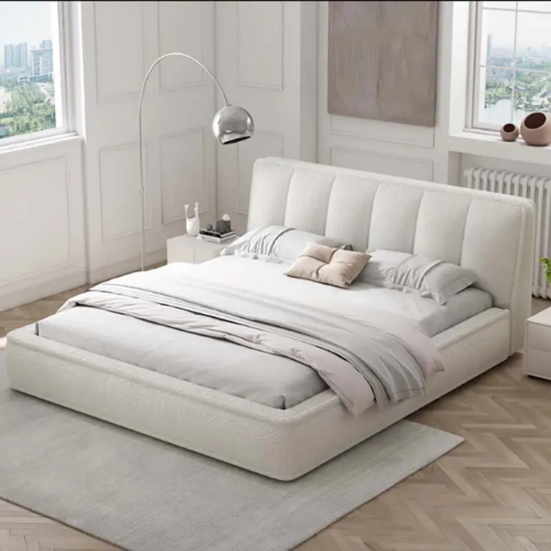 Customizable Double Bed 1.8m moderno madeira Frame macio quarto mobiliário tecido Queen Bed