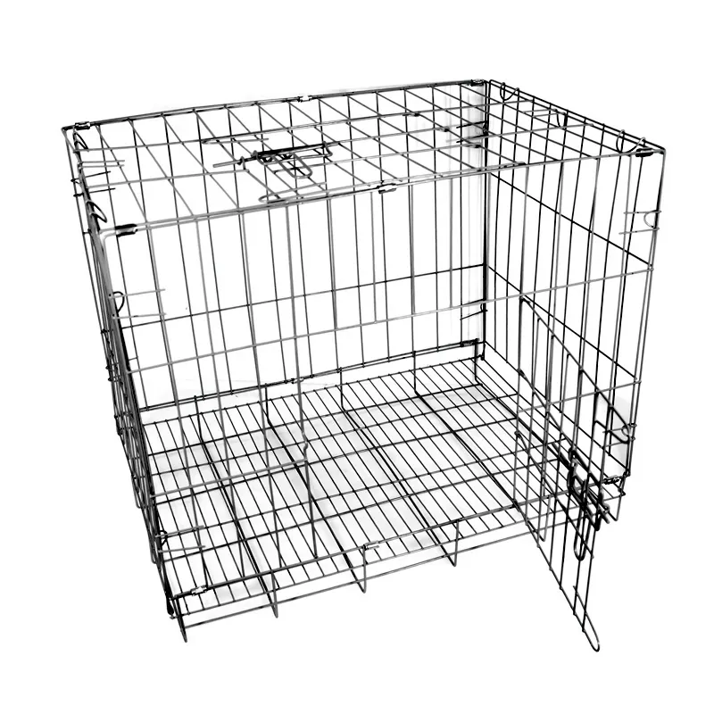 Caixa de metal dobrável para cães, caixa de metal para animais de estimação, porta única para cães