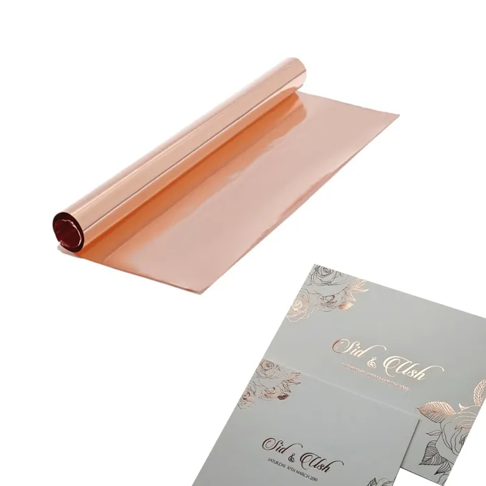 Lámina Personalizada Estampado en Caliente Oro Rosa Invitaciones de Boda Papel de Aluminio Plateado