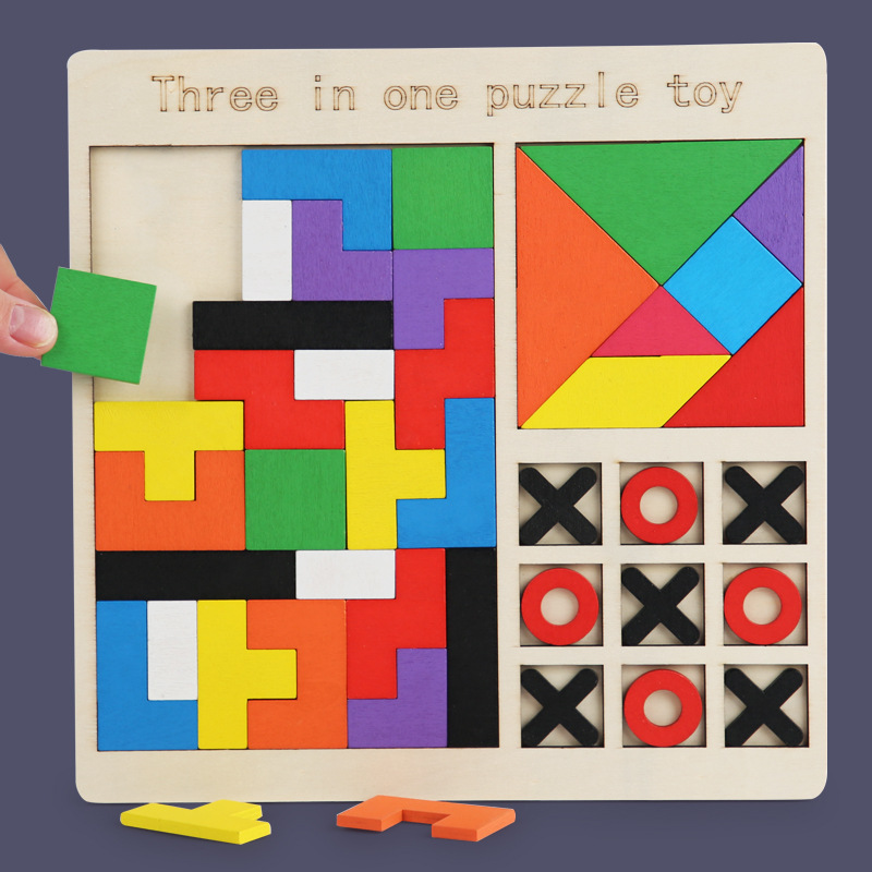 Russian + tangram + xo chess 3 in 1