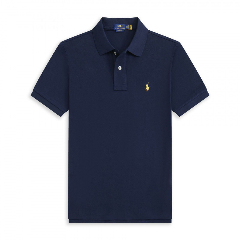 Polo bleu marine étiquette jaune