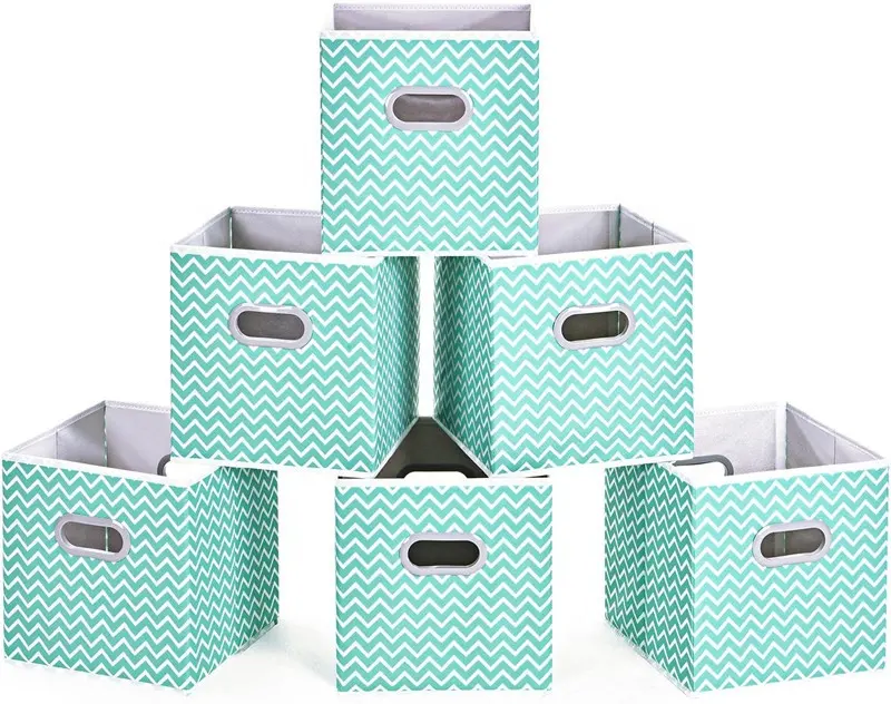 Cubos de almacenamiento de tela, organizador de cubos, cestas de almacenamiento plegables con asas duales de plástico para el hogar y la Oficina