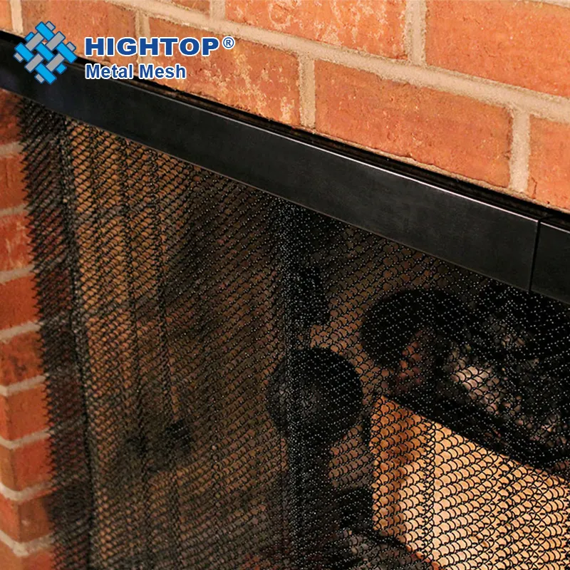 Rideau ignifuge en écran de maille de cheminée d'acier inoxydable avec 3/16 "mini-noir de satin de maille