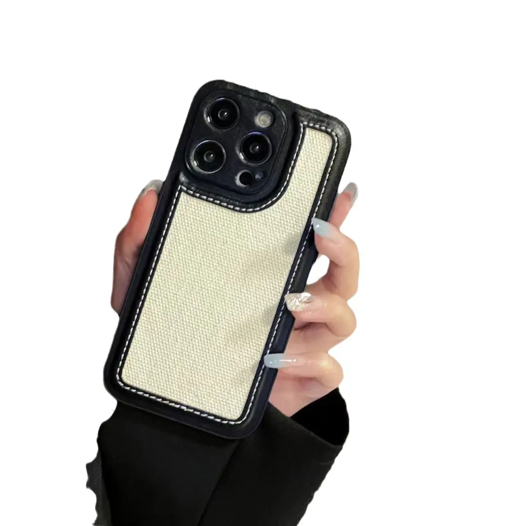 Ins Wind einfache solide Farbe Leder Telefonetui für iPhone 14 Pro Max Soft Shell Gezeitenhülle