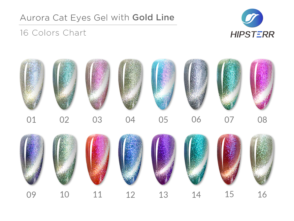Gel Aurora Cat Eyes avec ligne dorée