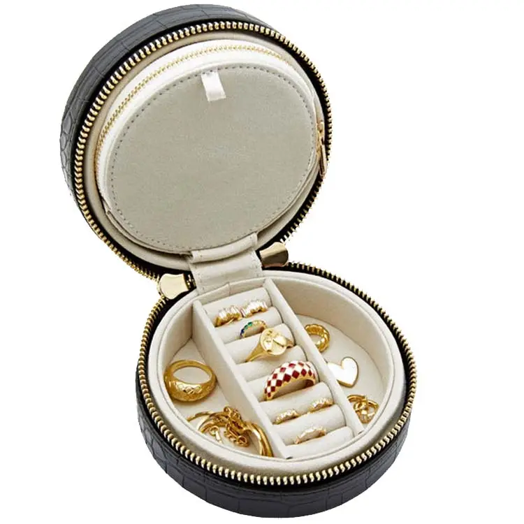 반지 상자 보석 포장 작은 파우치 보석 상자 귀걸이 여행 보석 케이스 거울 휴대용 작은 보석 상자