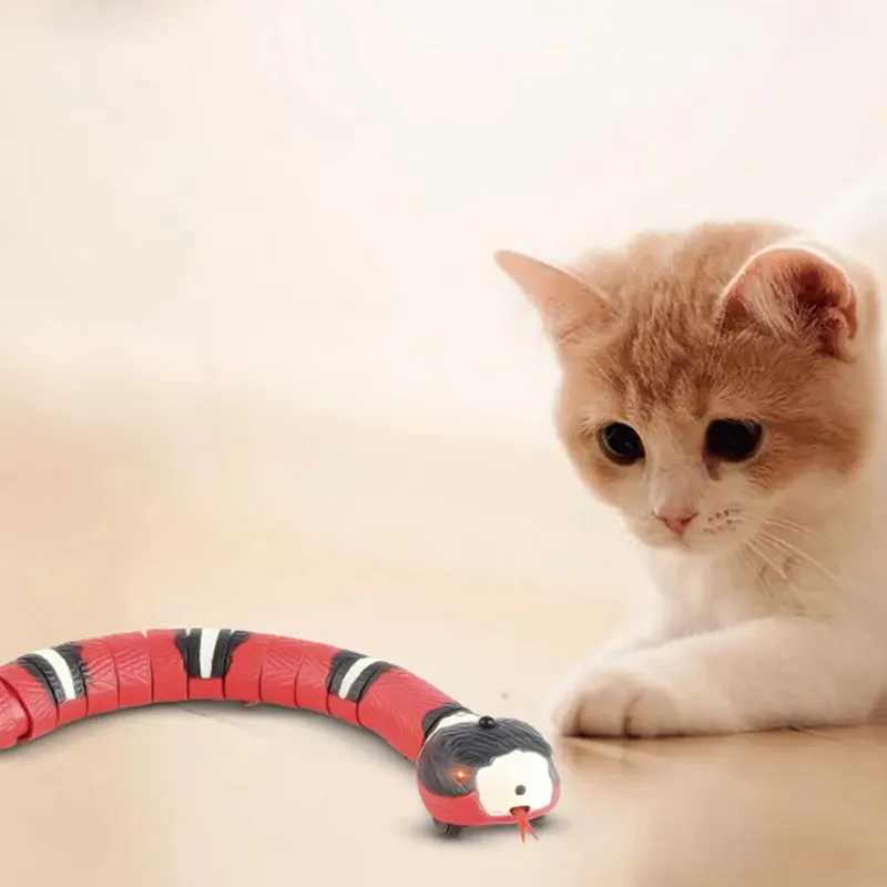 Automatic Cat Toys Interactive Smart Sensing Snake TeaseToys para Gatos Carregamento USB Cat Acessórios Game Play Brinquedos