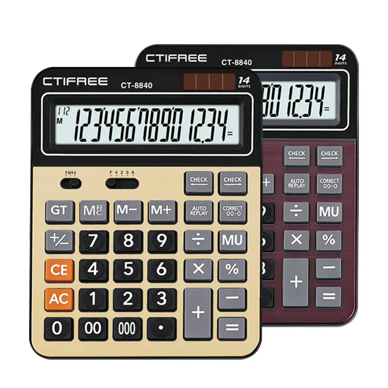 Calculadora electrónica Digital con logotipo personalizado, calculadora de color negro puro 14, venta al por mayor de fábrica