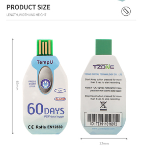 TempU <strong>Temperature</strong> <strong>and</strong> Humidity <strong>Data</strong> <strong>Logger</strong> Single Use PDF Report Recorder USB 10000 Points for Cold Chain - Product Image 2