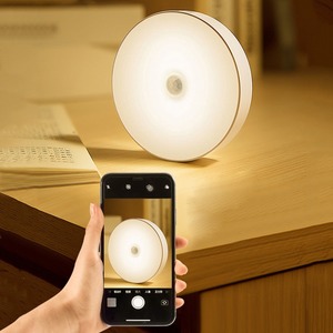 Manyetik yuvarlak LED lamba duvar için kablosuz sopa-on Mini spot USB şarj edilebilir dokunmatik kontrol dim gece lambası - Product Image 6