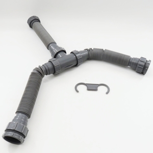 双水槽排水管套件-可扩展的柔性P型疏水阀，用于1 1/2 ”或1 1/4” 排水管，配有连接器和适配器 (灰色) - Product Image 6